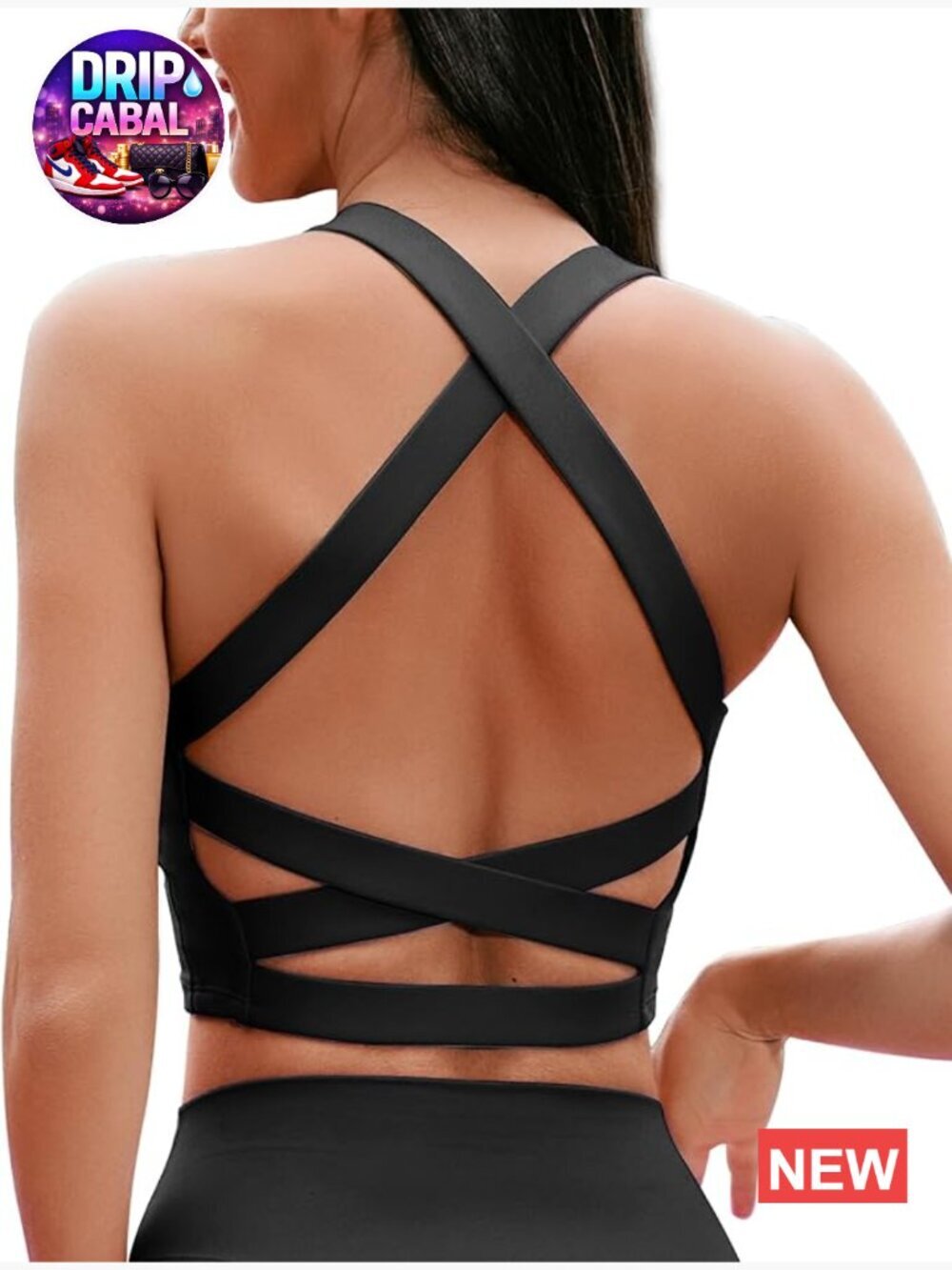 Open Back Longline Sports Bra Strappy Criss Cross Workout Tank Top Medium